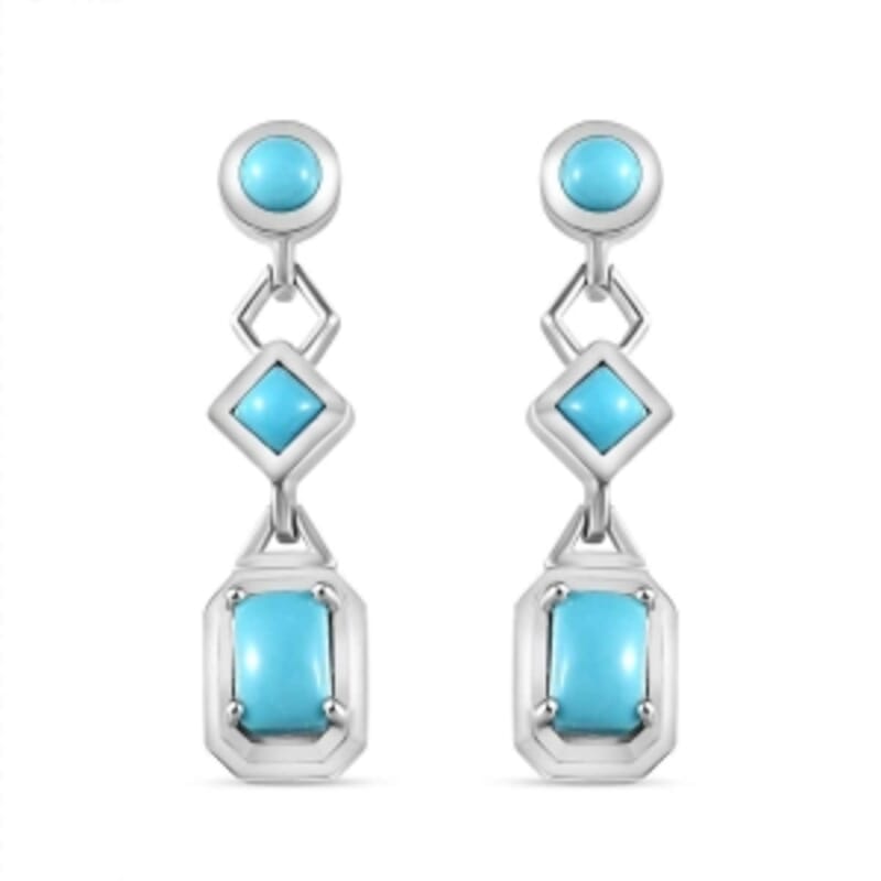 Sleeping Beauty Turquoise 1.76 ctw Earrings in Rhodium Over Sterling Silver