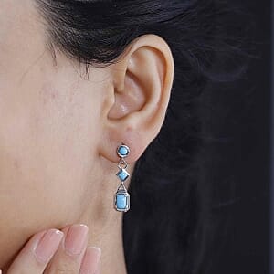 Sleeping Beauty Turquoise 1.76 ctw Earrings in Rhodium Over Sterling Silver