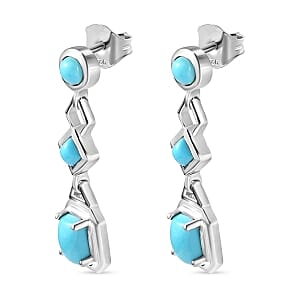 Sleeping Beauty Turquoise 1.76 ctw Earrings in Rhodium Over Sterling Silver