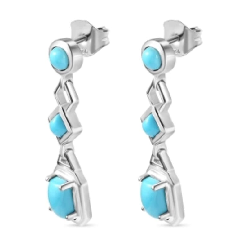 Sleeping Beauty Turquoise 1.76 ctw Earrings in Rhodium Over Sterling Silver