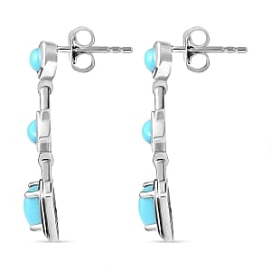 Sleeping Beauty Turquoise 1.76 ctw Earrings in Rhodium Over Sterling Silver