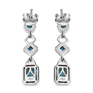 Sleeping Beauty Turquoise 1.76 ctw Earrings in Rhodium Over Sterling Silver