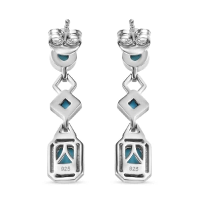 Sleeping Beauty Turquoise 1.76 ctw Earrings in Rhodium Over Sterling Silver