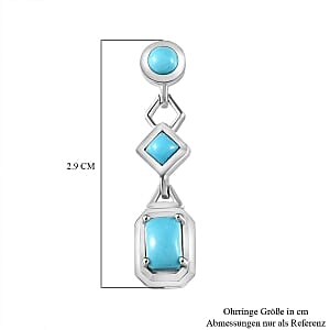 Sleeping Beauty Turquoise 1.76 ctw Earrings in Rhodium Over Sterling Silver