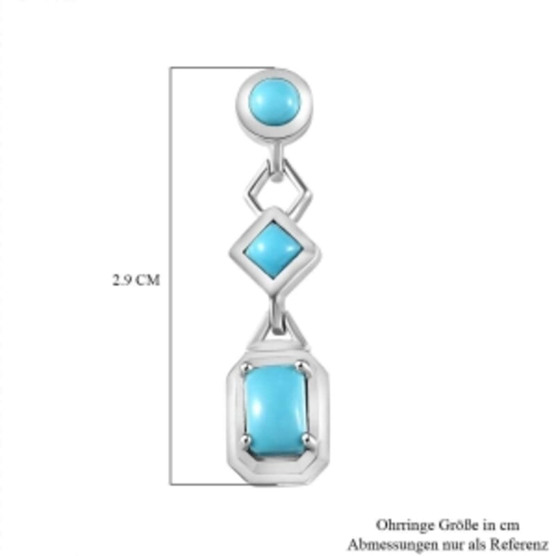 Sleeping Beauty Turquoise 1.76 ctw Earrings in Rhodium Over Sterling Silver