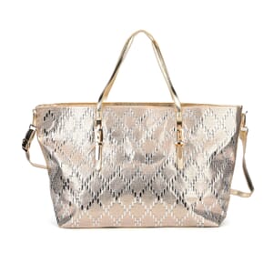 Gold Fashionable Spacious Crystal Tote Bag