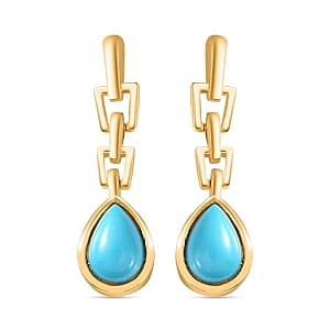 Sleeping Beauty Turquoise Dangling 1.50 ctw Earrings in Vermeil YG Over Sterling Silver