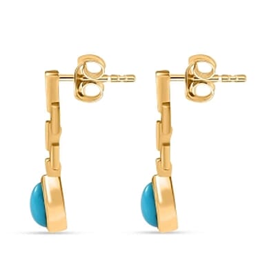 Sleeping Beauty Turquoise Dangling 1.50 ctw Earrings in Vermeil YG Over Sterling Silver