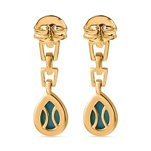 Sleeping Beauty Turquoise Dangling 1.50 ctw Earrings in Vermeil YG Over Sterling Silver