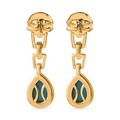 Sleeping Beauty Turquoise Dangling 1.50 ctw Earrings in Vermeil YG Over Sterling Silver