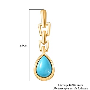 Sleeping Beauty Turquoise Dangling 1.50 ctw Earrings in Vermeil YG Over Sterling Silver