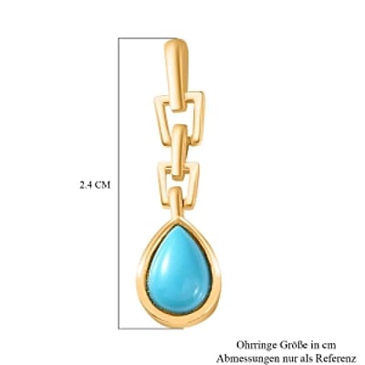 Sleeping Beauty Turquoise Dangling 1.50 ctw Earrings in Vermeil YG Over Sterling Silver
