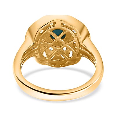 Sleeping Beauty Turquoise and Multi Gemstone 0.85 ctw Ring in 18K Vermeil Yellow Gold Over Sterling Silver (Size 9.0)