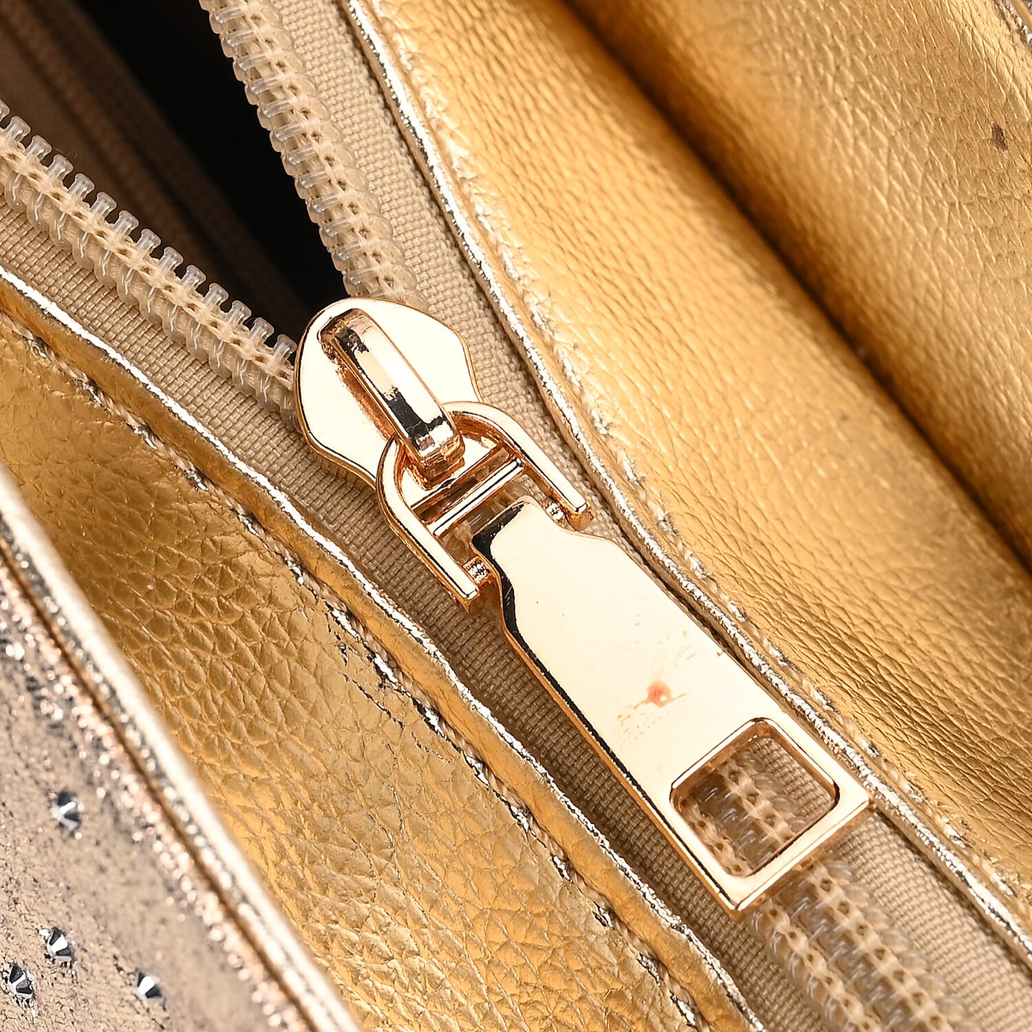 Gold Fashionable Spacious Crystal Tote Bag