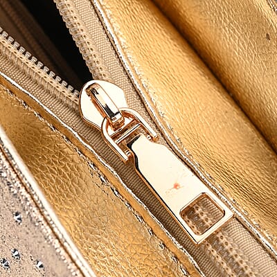 Gold Fashionable Spacious Crystal Tote Bag