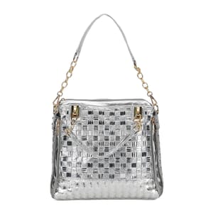 Silver Fashionable Spacious Crystal Tote Bag
