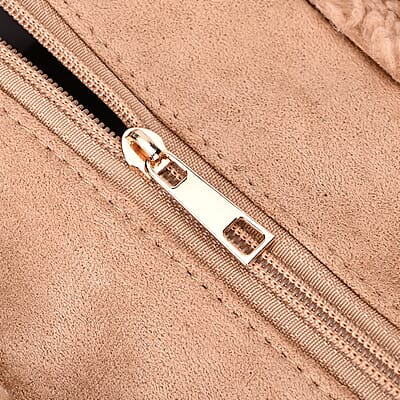 Brown Faux Fur Plush Fashionable Spacious Tote Bag