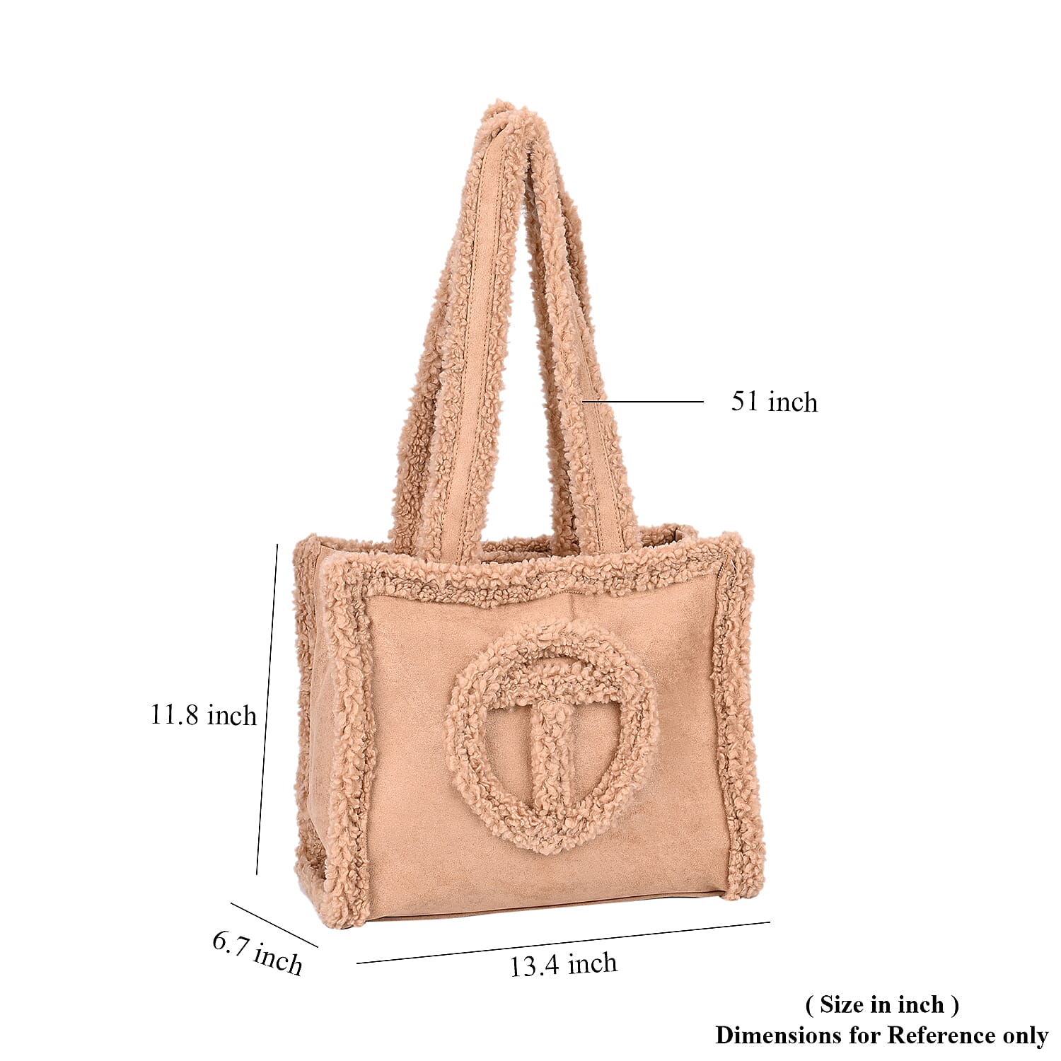 Brown Faux Fur Plush Fashionable Spacious Tote Bag