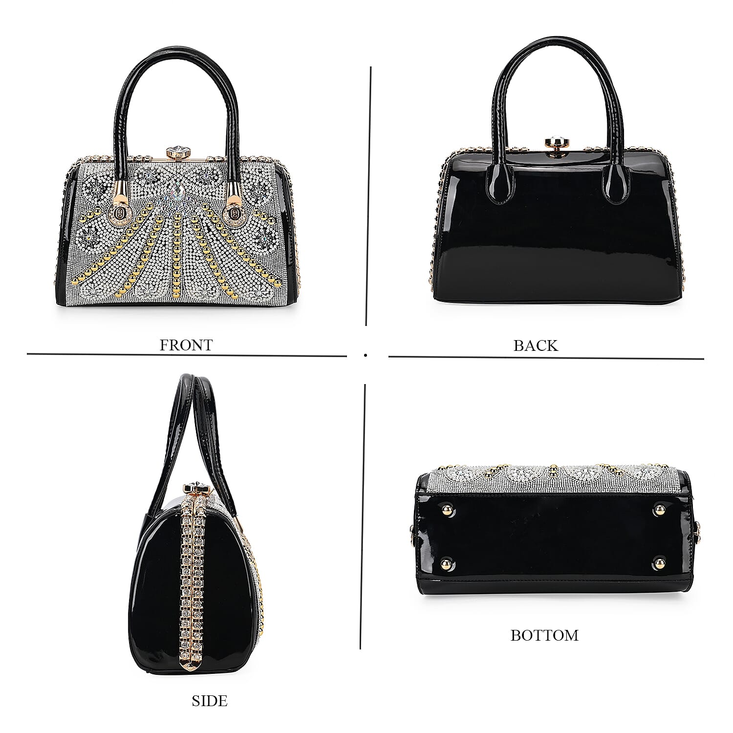 Crystal and Pearl Faux Leather Tote Bag