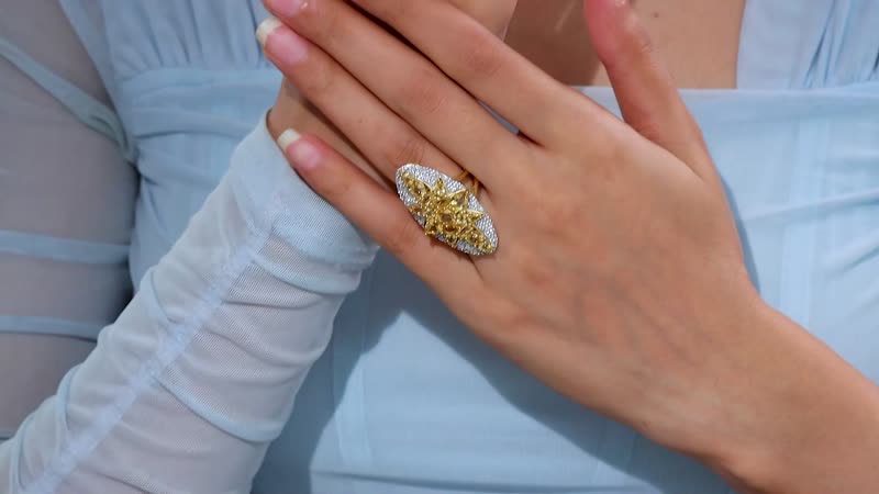 GP Brazilian Citrine, White Zircon Ring in 18K Vermeil YG Over Sterling Silver (Size 10.0) 6.50 ctw