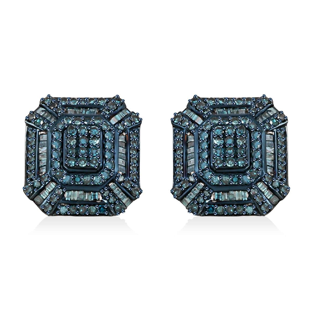 Blue Diamond 1.50 ctw Earrings in Platinum Over Sterling Silver  image number 0