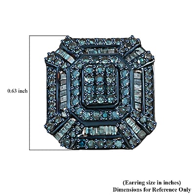 Blue Diamond 1.50 ctw Earrings in Platinum Over Sterling Silver 