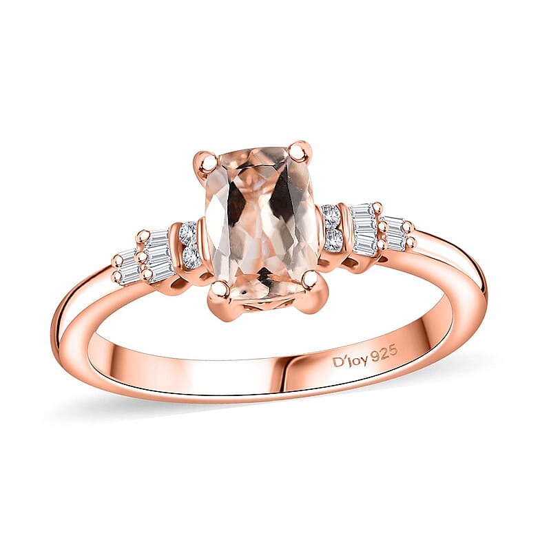 Premium Marropino Morganite and Diamond 0.90 ctw Ballerina Ring in 18K Vermeil Rose Gold Over Sterling Silver (Size 10.0)