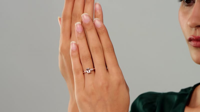 Premium Marropino Morganite, Diamond Ballerina Ring in 18K Vermeil RG Over Sterling Silver (Size 10.0) 0.90 ctw