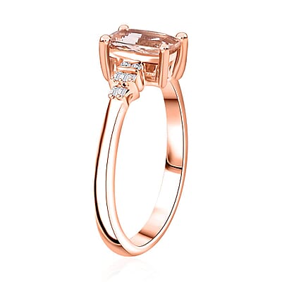 Premium Marropino Morganite and Diamond 0.90 ctw Ballerina Ring in 18K Vermeil Rose Gold Over Sterling Silver (Size 10.0)