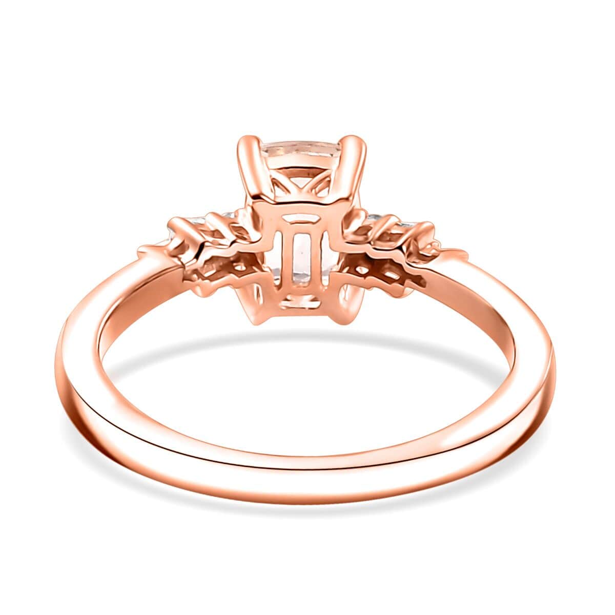 Premium Marropino Morganite, Diamond Ballerina Ring in 18K Vermeil RG Over Sterling Silver (Size 10.0) 0.90 ctw image number 4