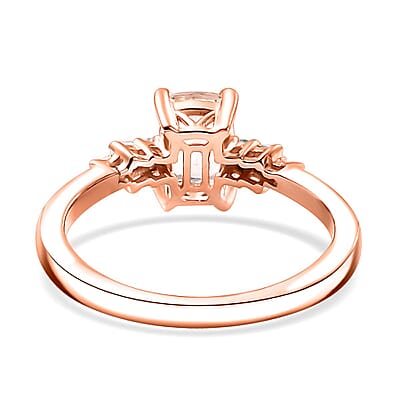 Premium Marropino Morganite and Diamond 0.90 ctw Ballerina Ring in 18K Vermeil Rose Gold Over Sterling Silver (Size 10.0)