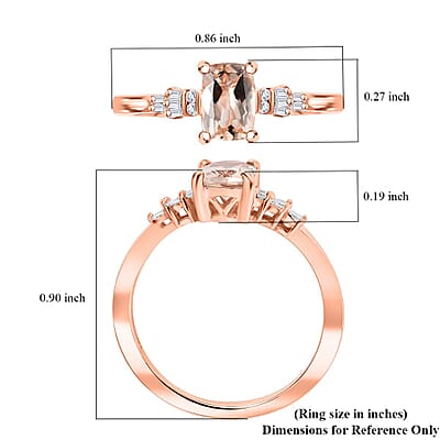 Premium Marropino Morganite and Diamond 0.90 ctw Ballerina Ring in 18K Vermeil Rose Gold Over Sterling Silver (Size 10.0)