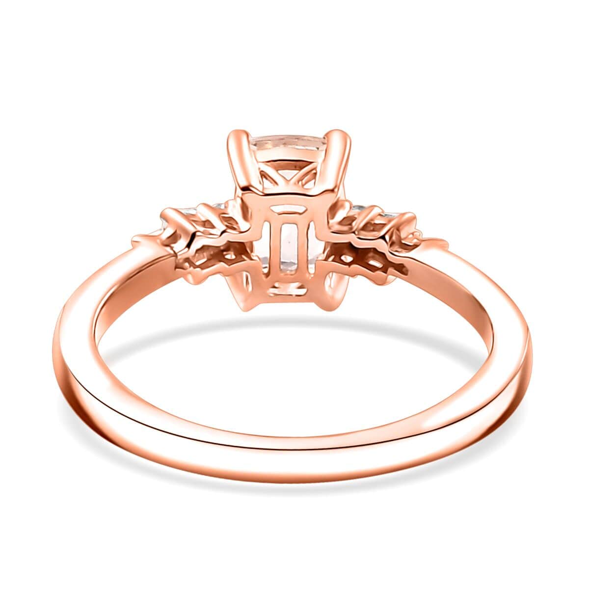 Premium Marropino Morganite and Diamond 0.90 ctw Ballerina Ring in 18K Vermeil Rose Gold Over Sterling Silver (Size 7.0) image number 4