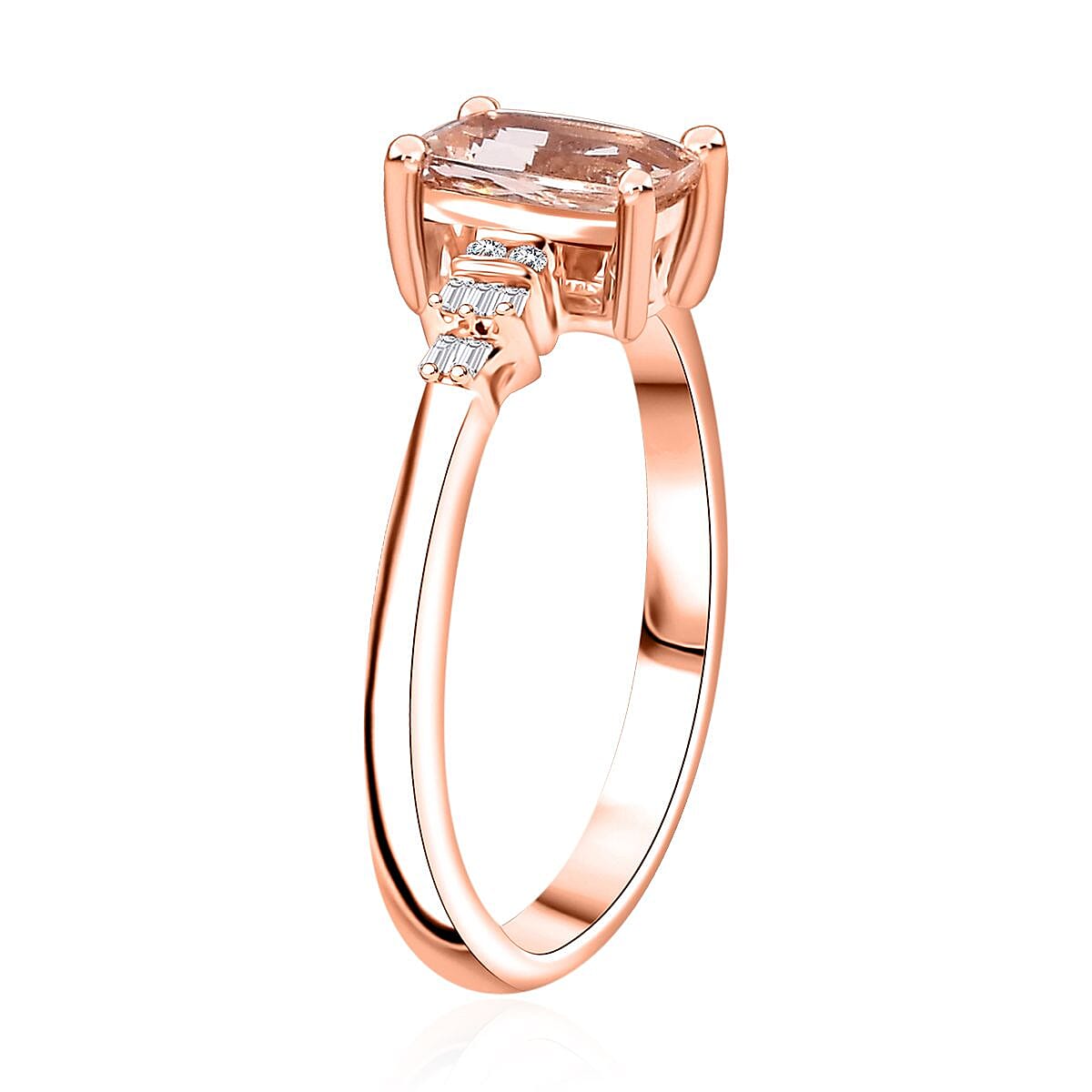 Premium Marropino Morganite and Diamond 0.90 ctw Ballerina Ring in 18K Vermeil Rose Gold Over Sterling Silver (Size 8.0) image number 3