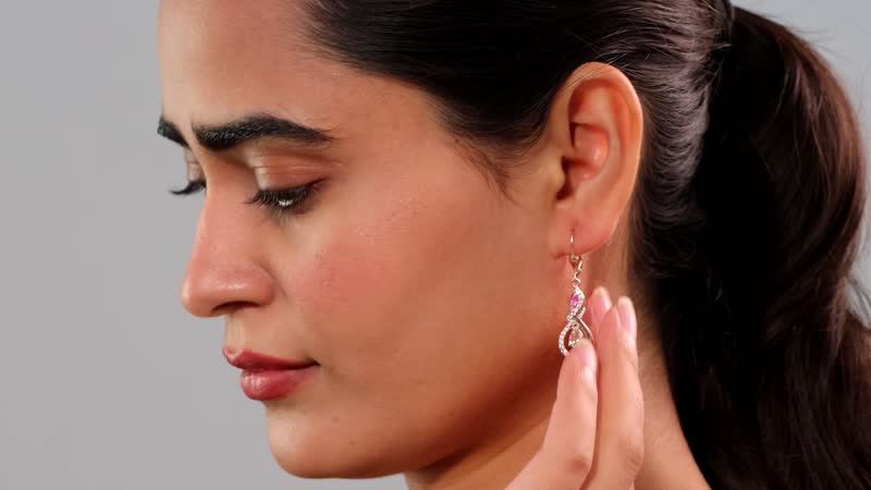 D'Joy Premium Marropino Morganite and Multi Gemstone 1.30 ctw Infinity Love Earrings in 18K Vermeil Rose Gold Over Sterling Silver