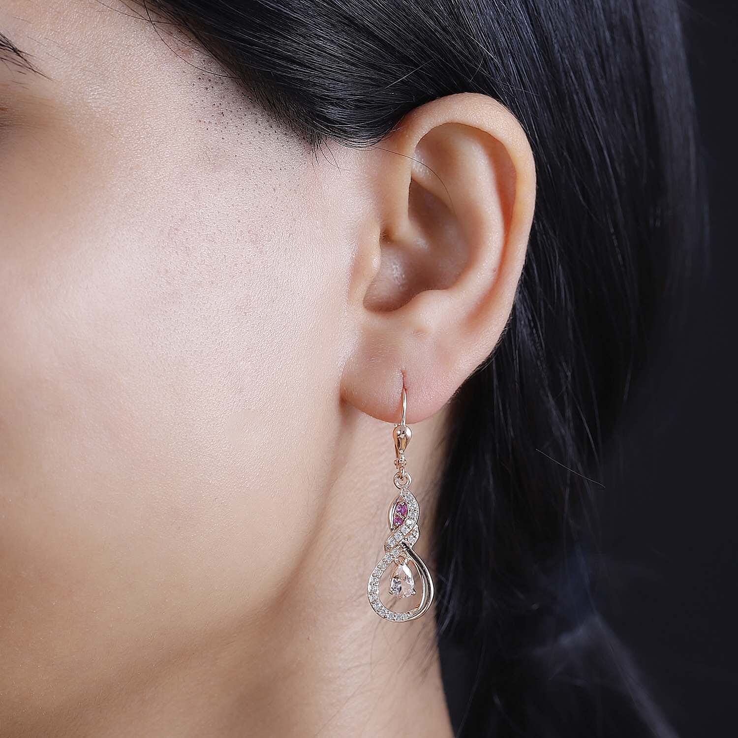 D'Joy Premium Marropino Morganite and Multi Gemstone 1.30 ctw Infinity Love Earrings in 18K Vermeil Rose Gold Over Sterling Silver