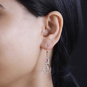 D'Joy Premium Marropino Morganite and Multi Gemstone 1.30 ctw Infinity Love Earrings in 18K Vermeil Rose Gold Over Sterling Silver