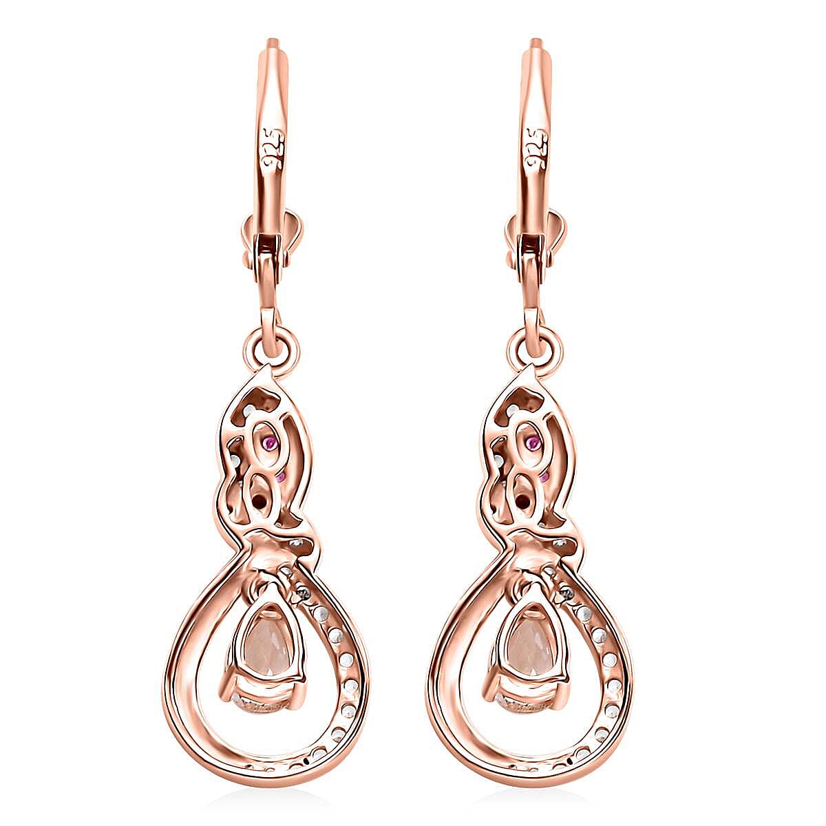D'Joy Premium Marropino Morganite and Multi Gemstone 1.30 ctw Infinity Love Earrings in 18K Vermeil Rose Gold Over Sterling Silver