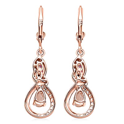D'Joy Premium Marropino Morganite and Multi Gemstone 1.30 ctw Infinity Love Earrings in 18K Vermeil Rose Gold Over Sterling Silver