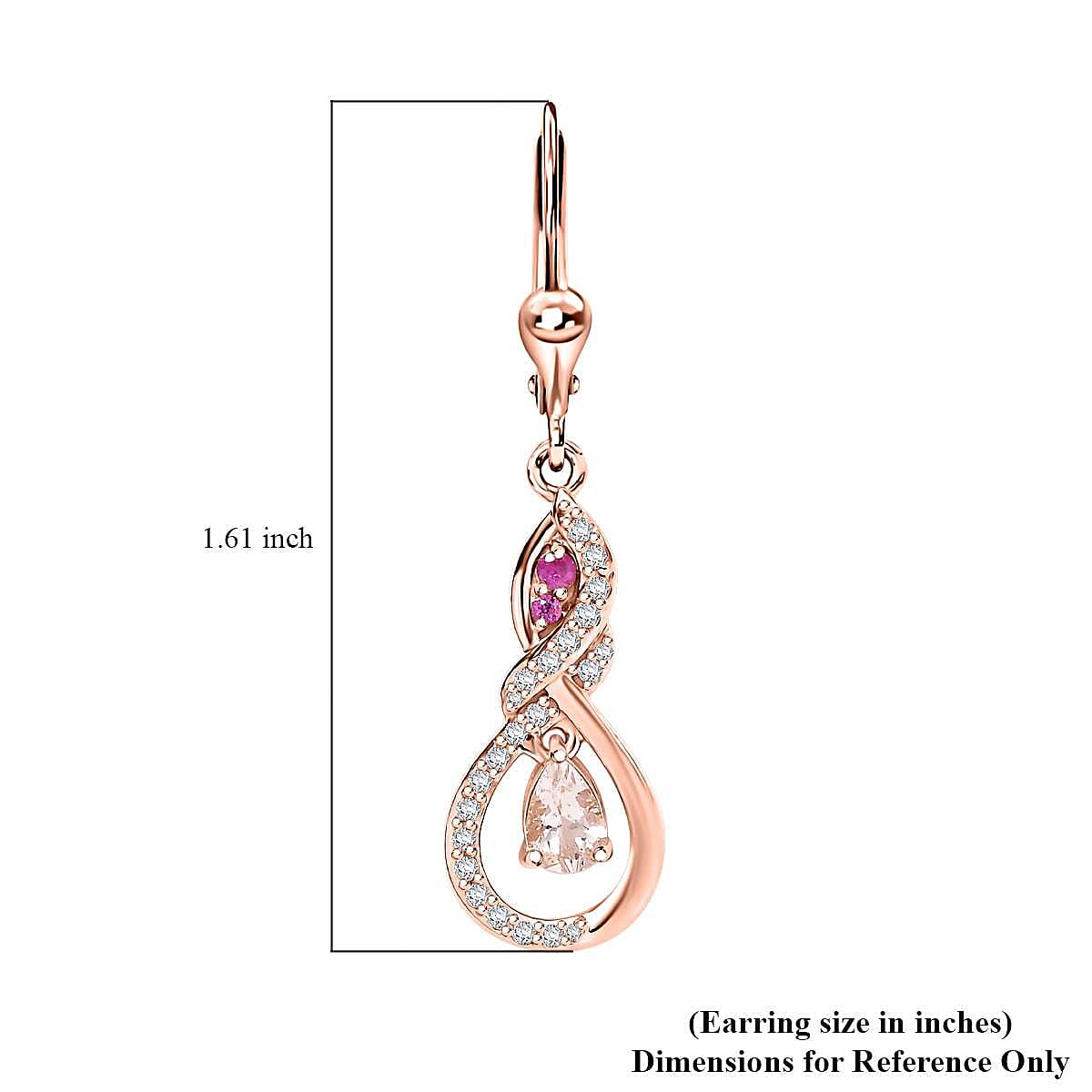 D'Joy Premium Marropino Morganite and Multi Gemstone 1.30 ctw Infinity Love Earrings in 18K Vermeil Rose Gold Over Sterling Silver