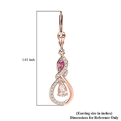 D'Joy Premium Marropino Morganite and Multi Gemstone 1.30 ctw Infinity Love Earrings in 18K Vermeil Rose Gold Over Sterling Silver