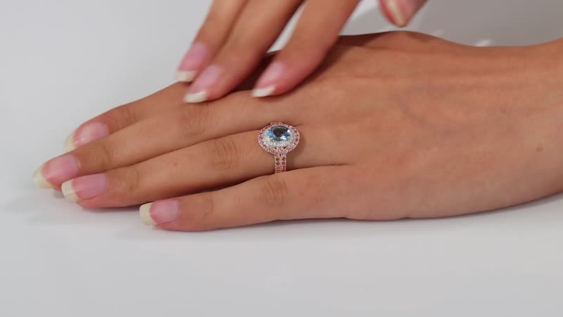 Certified & Appraised 14K Yellow Gold AAA Santa Maria Aquamarine, Mahenge Spinel, Diamond (I2) Double Halo Ring (Size 6.0) (5.05 g) 2.05 ctw