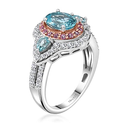 D'Joy Betroka Blue Apatite and Multi Gemstone 2.75 ctw Ring in Rhodium Over Sterling Silver (Size 10.0)