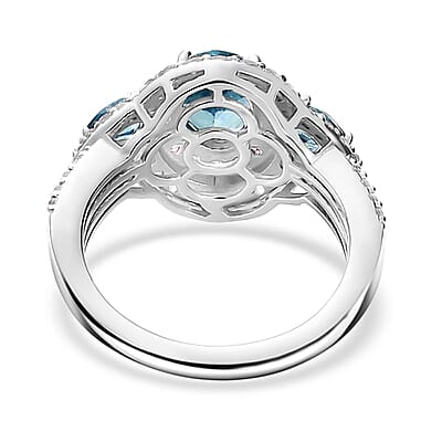 D'Joy Betroka Blue Apatite and Multi Gemstone 2.75 ctw Ring in Rhodium Over Sterling Silver (Size 10.0)