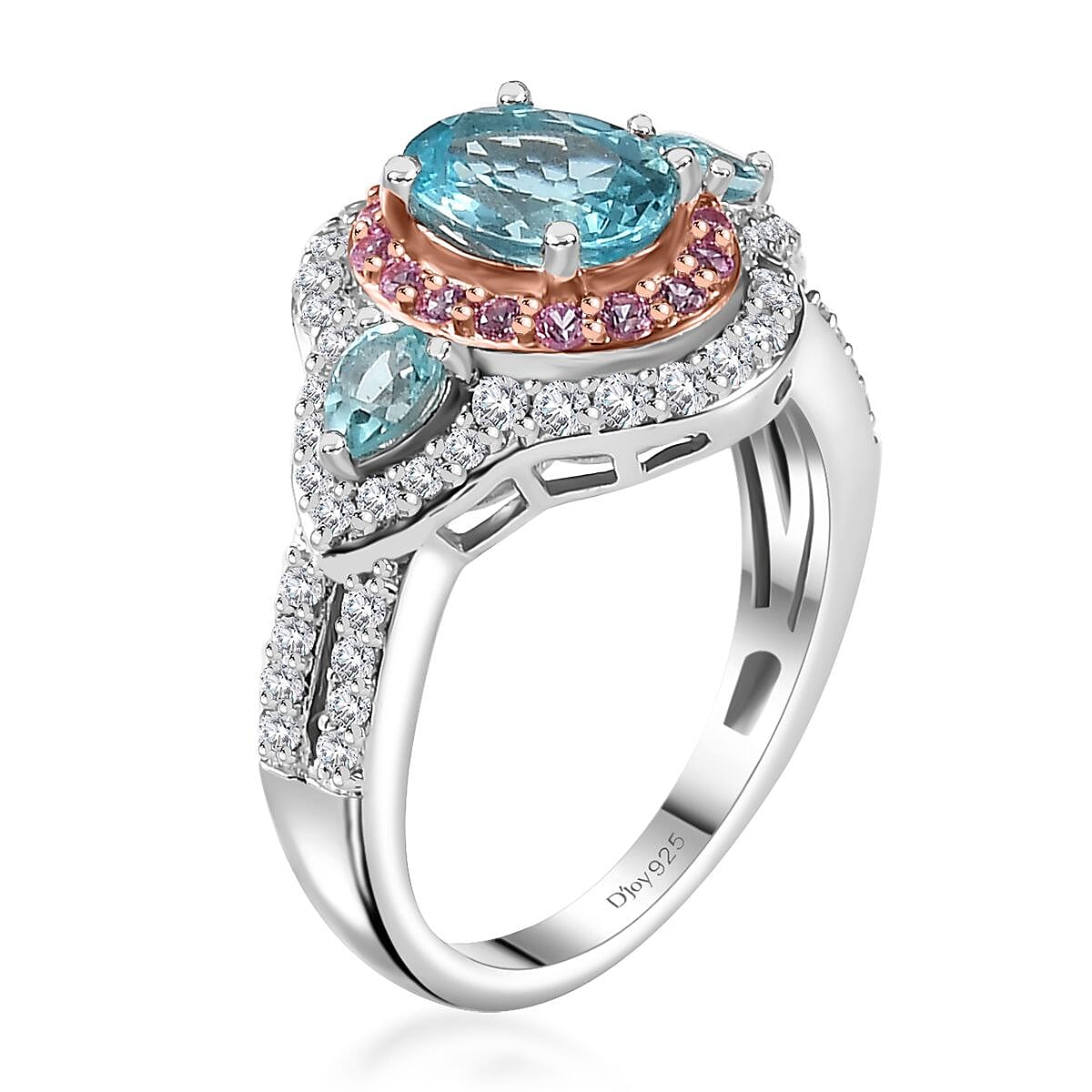 D'Joy Betroka Blue Apatite and Multi Gemstone 2.75 ctw Ring in Rhodium Over Sterling Silver (Size 5.0) image number 3