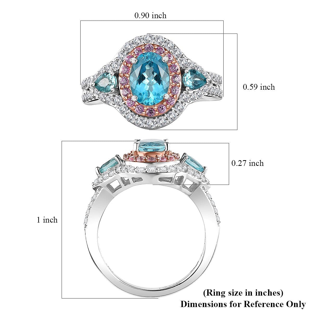 D'Joy Betroka Blue Apatite and Multi Gemstone 2.75 ctw Ring in Rhodium Over Sterling Silver (Size 5.0) image number 5