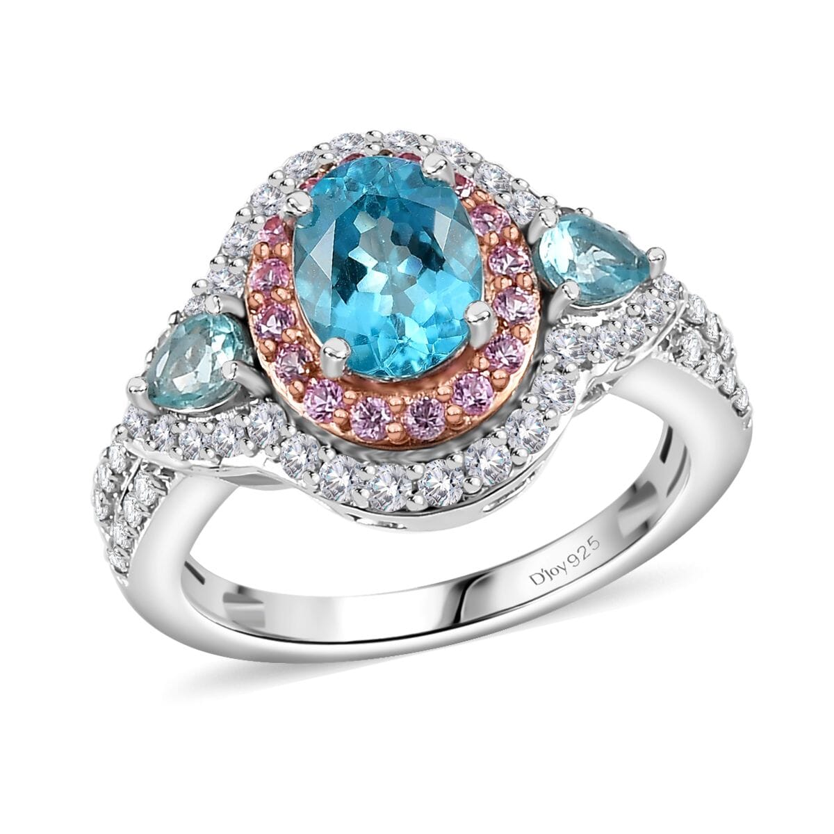 D'Joy Betroka Blue Apatite and Multi Gemstone 2.75 ctw Ring in Rhodium Over Sterling Silver (Size 9.0) image number 0