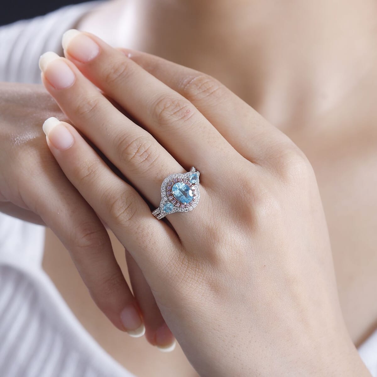 D'Joy Betroka Blue Apatite and Multi Gemstone 2.75 ctw Ring in Rhodium Over Sterling Silver (Size 9.0) image number 2
