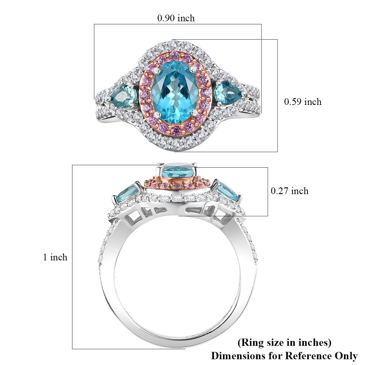 D'Joy Betroka Blue Apatite and Multi Gemstone 2.75 ctw Ring in Rhodium Over Sterling Silver (Size 9.0) image number 5