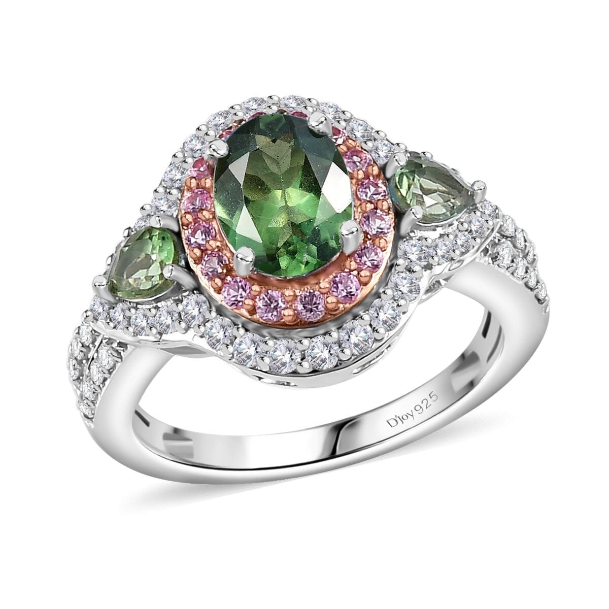 Medagascar Green Apatite and Multi Gemstone 2.65 ctw Ring in Rhodium Over Sterling Silver (Size 5.0) image number 0